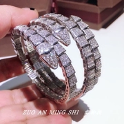 Sang trọng phiên bản rộng thời trang đầy đủ kim cương serpentine trang sức sáng bóng đơn giản tính khí nữ vòng đeo tay zircon một hoặc hai vòng cổ tay