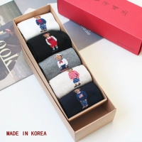 Quà tặng đóng hộp vớ nữ Hàn Quốc nhập khẩu kikiyasocks gấu nữ mô hình vớ cotton mùa thu và mùa đông phiên bản màu rắn của vớ thủy triều tất cotton nam nữ
