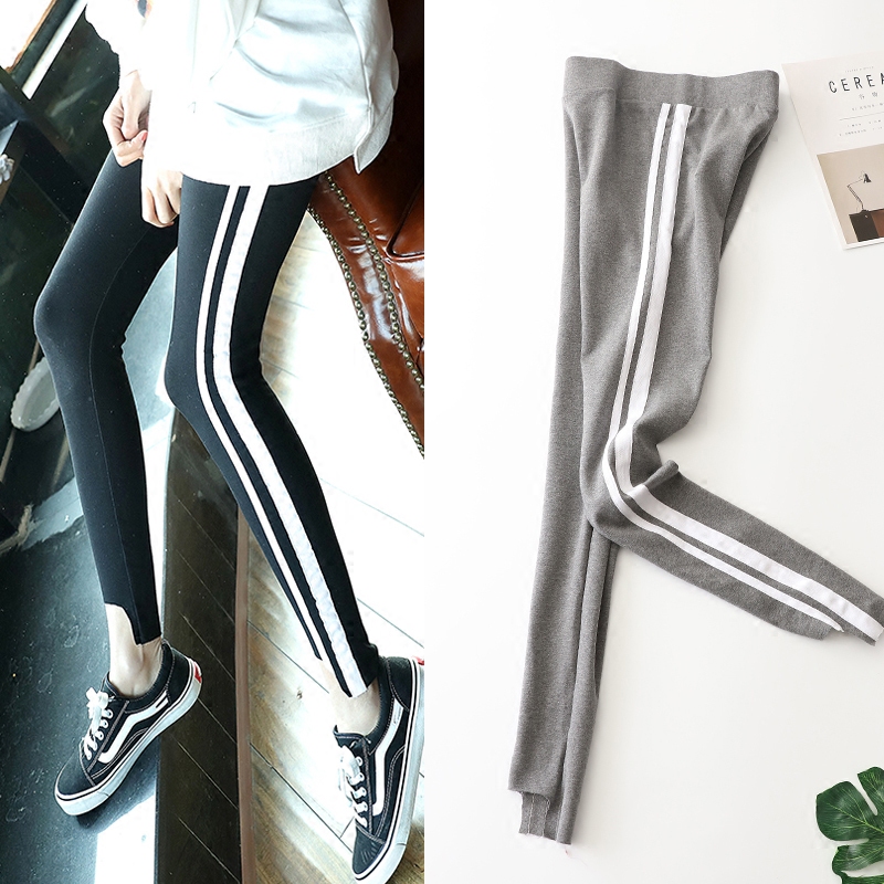 Trắng dải thể thao xà cạp nữ mùa hè phần mỏng bông chân không thường xuyên căng chặt chẽ-phù hợp thanh song song feet chín quần