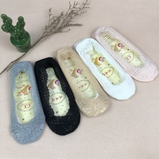 Thuyền vớ nữ cotton nông miệng thấp giúp vô hình silicone non-slip không rơi với siêu mỏng ren openwork vớ lưới