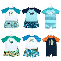 MMW KIDS Boy Summer Summer Mẫu họa tiết chống nắng Jumpsuit dễ thương + Quần short 2 mảnh áo tắm bikini cồ tròn hở lưng