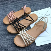 Giày cao gót đế thấp 2019 hè mới bị hỏng mã giải phóng dép nữ hai quai mềm đế mềm thoáng khí - Sandal