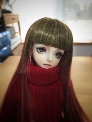 taobao agent [Sleeping home] BJD doll wig 4 -point hair flax red mixed -colored flamingo long hair