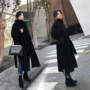 Quần áo mùa đông 2018 thương hiệu lớn là phiên bản mỏng của Hàn Quốc với áo khoác len đen dài quá gối áo dạ nữ dáng ngắn