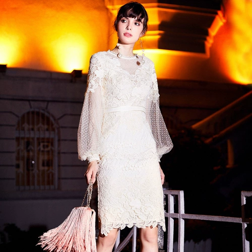 Модный демисезонный кружевной фонарь, платье, коллекция 2021