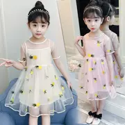 Quần áo bé gái mùa hè 2019 sản phẩm mới trẻ em lớn Phiên bản Hàn Quốc của váy ren lưới ngắn tay thêu hoạt hình - Khác