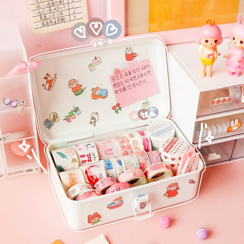 Брендовая настольная жестяная коробка, канцтовары, коробка для хранения, печать, лента, ящик для хранения, Южная Корея