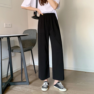 taobao agent Large size women's 2021 summer new fat MM vertical sensation loose casual wide -leg pants cropped pants loose straight pants