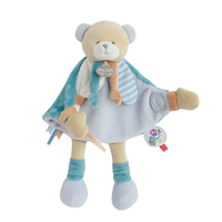 Синее успокаивающее успокаивающее полотенце, ручная кукла для раннего возраста, плюшевая игрушка, с медвежатами