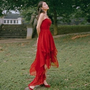 Mùa hè 2019 của phụ nữ áo choàng chống nắng mới với retro đỏ treo váy kỳ nghỉ bên bờ biển đầm cổ tích - váy đầm