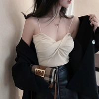 Mùa hè gợi cảm quấn chéo áo vest sling đáy áo Slim không tay mặc áo sơ mi ngắn vest nhỏ quần áo phụ nữ - Áo ba lỗ đồ vest nữ