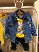 Quầy quần áo trẻ em của PawinPaw đích thực mua hàng trong nước mùa thu 2019 cho bé trai áo khoác denim trùm đầu JK93811M - Áo khoác