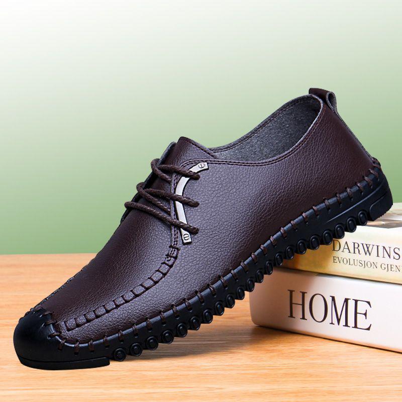 Brownman leisure time leather shoes male trend drive a car Soft skin soft sole youth 2020 new pattern Men's Shoes Autumn and winter shoes male Fashion shoes