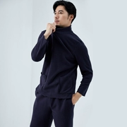 Top đồ ngủ dưa dưa nam mùa thu màu rắn thời trang nửa cổ cao phiên bản Hàn Quốc của bộ đồ dịch vụ gia đình nam thoải mái thoáng khí có thể mặc