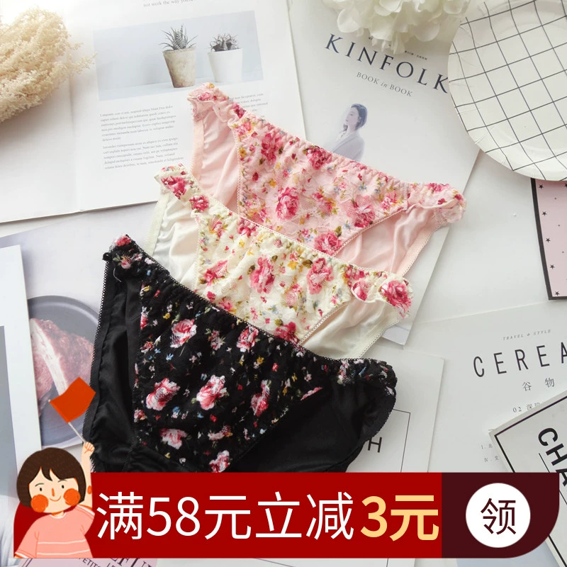 Năm miễn phí vận chuyển Nhật Bản hoa tay cầm ren ngọt ngào phụ nữ quần lót nữ sinh viên quần sịp T quần  thong - G-string