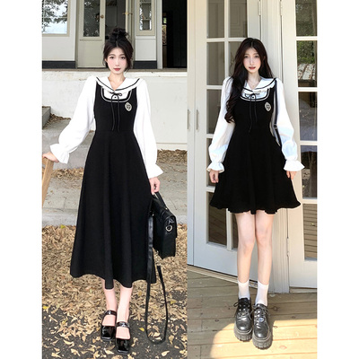 taobao agent Doll, autumn dress, plus size, doll collar, long sleeve, 2023 collection, new collection, fitted