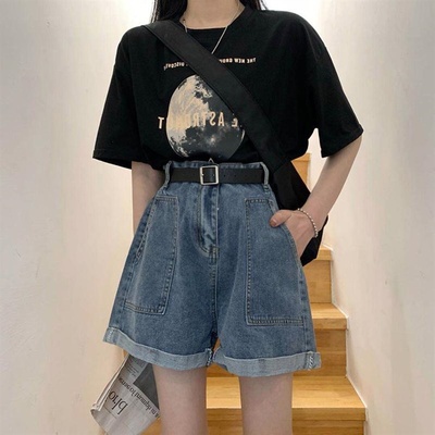 taobao agent Denim skirt, summer shorts, plus size, high waist, fitted