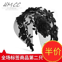 Hàn Quốc phụ kiện tóc mới đơn giản màu đen ren rộng vành headband hoa rhinestone siêu cổ tích với thẻ trượt răng - Phụ kiện tóc dây buộc tóc hàn quốc