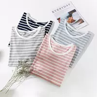 Áo ngủ nữ cotton ngắn tay áo len cotton đơn áo sơ mi học sinh lỏng lẻo phục vụ nhà đầu mùa hè - Pyjama đồ bộ cát hàn