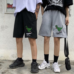 Summer Korean leisure shorts retro trend embroidery pants BF loose and versatile square dance for boys and girls