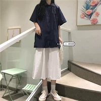 Летняя универсальная рубашка, японская юбка, комплект, в корейском стиле, воротник поло