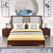 Mới Trung Quốc phong cách gỗ rắn giường đôi đơn giản hiện đại phòng ngủ chính 1,8 mét Trung Quốc biệt thự biệt thự mô hình phòng nội thất khách sạn - Nhà cung cấp đồ nội thất