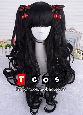 taobao agent TCOS sweet black lolita double ponytail wigs of Lolita daily versatile cosplay wig