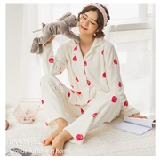 Pyjama mùa đông dày lông cừu san hô ấm mùa thu và mùa đông flannel có thể được mặc bên ngoài dịch vụ gia đình cộng với phân bón XL phù hợp