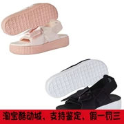 PUMA 彪马 泫 nơ màu hồng đen nền tảng dép đi biển 367746 - Giày thể thao / sandles