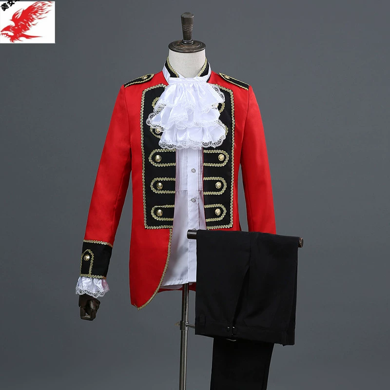Trang phục quý tộc châu Âu đỏ nam hoàng tử châu Âu trang phục sân khấu trang phục hai mảnh phù hợp với quần áo cung điện nam - Trang phục dân tộc