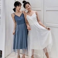 Mùa xuân 2019 của phụ nữ dress Váy mật ong rất cổ tích Pháp váy ngắn retro eo cao tình yêu đầu tiên váy lưới - Váy eo cao váy ôm body