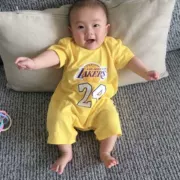 Mùa hè em bé tên lửa Lakers James Kobe Chiến binh Curry Harden em bé romper - Áo liền quần