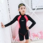 Kem chống nắng Lướt Lướt Xiêm Chân dài Tay Boxer Zipper Học tập Đào tạo Bơi Trẻ lớn Đồ bơi Phụ nữ Đồ bơi - Bộ đồ bơi của Kid đồ bơi be gái 8 tuổi