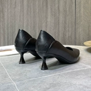 Pháp giày cao gót nhỏ mũi nhọn nữ 2022 mới phù hợp mọi lứa tuổi giày công sở da mềm mại thoải mái màu đen giày cao gót chuyên nghiệp