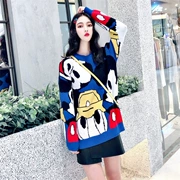 Áo len nữ mùa xuân và mùa thu Hàn Quốc phiên bản 2019 mới màu đỏ với áo len nữ Donald Duck lỏng - Áo len thể thao / dòng may