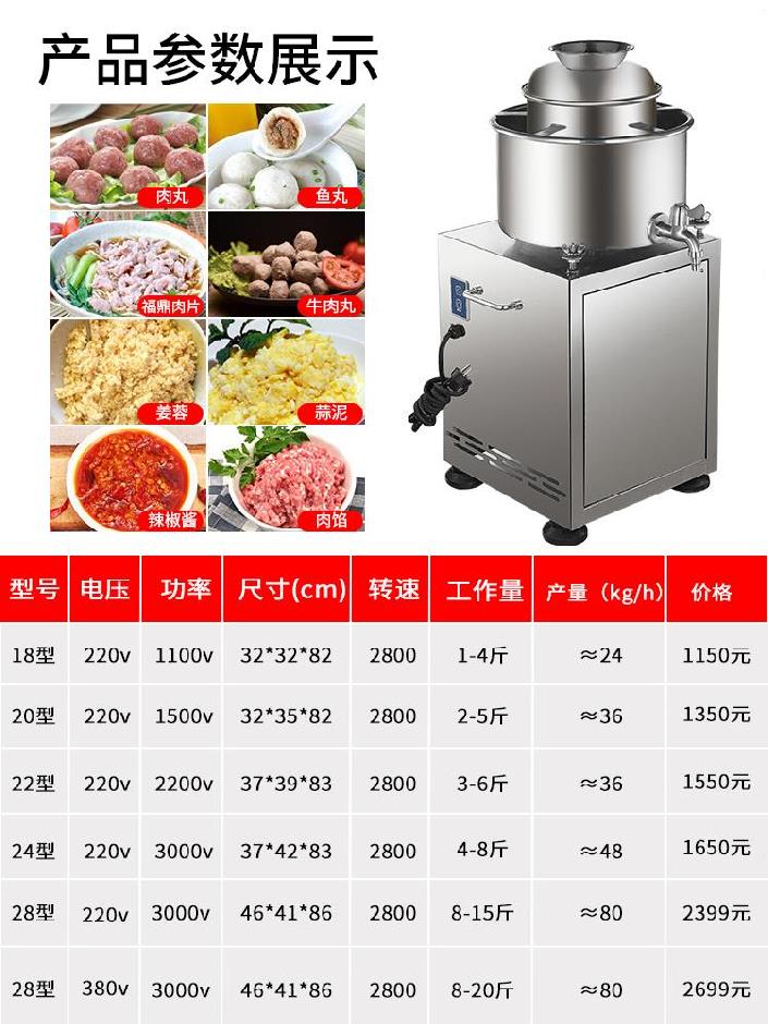 搅拌不锈钢丸子小型家用机厨房打浆省力制作虾滑不锈钢肉丸打浆机