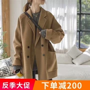 Áo chống rét mùa nữ bán áo khoác nữ mới 2019 áo len phổ biến mùa đông ngắn đoạn hai mặt bằng len - Áo khoác ngắn