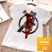 Avengers In Trẻ em Mặc áo phông cho bé trai Áo ngắn tay Iron Man Mẫu người nhện 2 đến 14 tuổi Trẻ em mặc - Áo thun