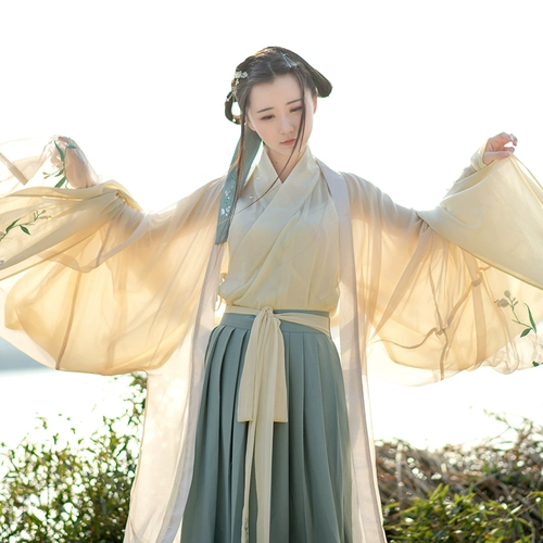 [Люйян Шулинг-дю Руо] Традиционные женские вышитые женские рубашки с большими рукавами юбки Цянььяо.