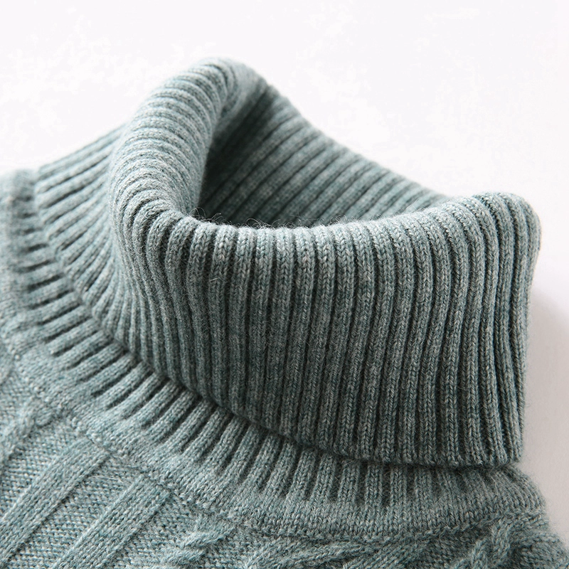 Áo len dày kim cho mùa thu và mùa đông nam lỏng lẻo áo thun dài tay áo cao bên ngoài mặc áo len đan đáy - Áo len