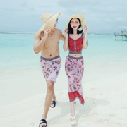 2019 cặp đôi mới đồ bơi nữ chia mảnh tập hợp đồ bơi gợi cảm bảo thủ mùa xuân nóng bỏng quần đi biển nam quần bơi - Vài đồ bơi