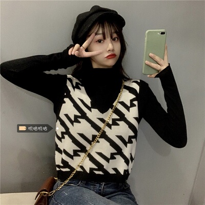 taobao agent Down jacket, set, knitted vest, tank top, sweater, plus size, western style