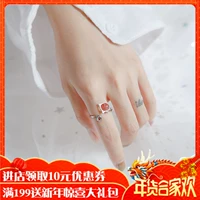 Niche thiết kế trái tim cô gái in nhẫn nữ sterling bạc sinh viên mèo dâu pha lê điều chỉnh mở chỉ số nhẫn ngón tay mẫu nhẫn cưới đẹp 2020