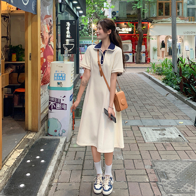 taobao agent Summer long dress, plus size, polo collar, mid-length