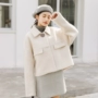 Áo khoác len lông cừu cashmere 2018 thu đông mới phiên bản Hàn Quốc mới của Sen ngắn áo len ngắn nữ tính khí buông thả áo khoác nữ đẹp 2021