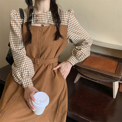 taobao agent Retro set, autumn long dress, plus size, mid-length