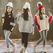 Bộ đồ cho bé gái mùa thu đông 2018 phiên bản Hàn Quốc mới của bộ đồ thủy triều ở trẻ em rộng rãi giản dị cộng với quần legging nhung dày