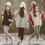 Bộ đồ cho bé gái mùa thu đông 2018 phiên bản Hàn Quốc mới của bộ đồ thủy triều ở trẻ em rộng rãi giản dị cộng với quần legging nhung dày đồ bé trai