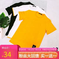 Đủ đủ Hui Jie Xia phần mỏng thấm mồ hôi cổ tròn áo thun cotton tay ngắn nam nữ đôi áo len giản dị - Áo phông thể thao áo ba lỗ tanktop nam