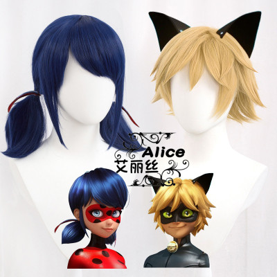 taobao agent Alice Ladybug Miraculousladybug Girl Wig Wigmail Black Cat Nornoir